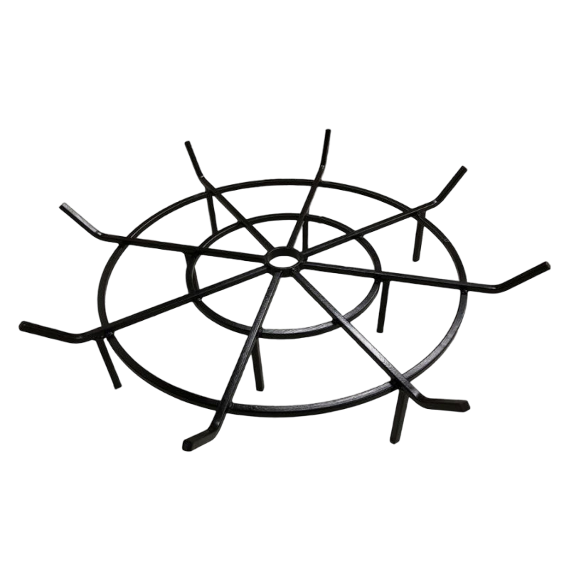 round grate with long angled spokes and double circle base  and five inch height