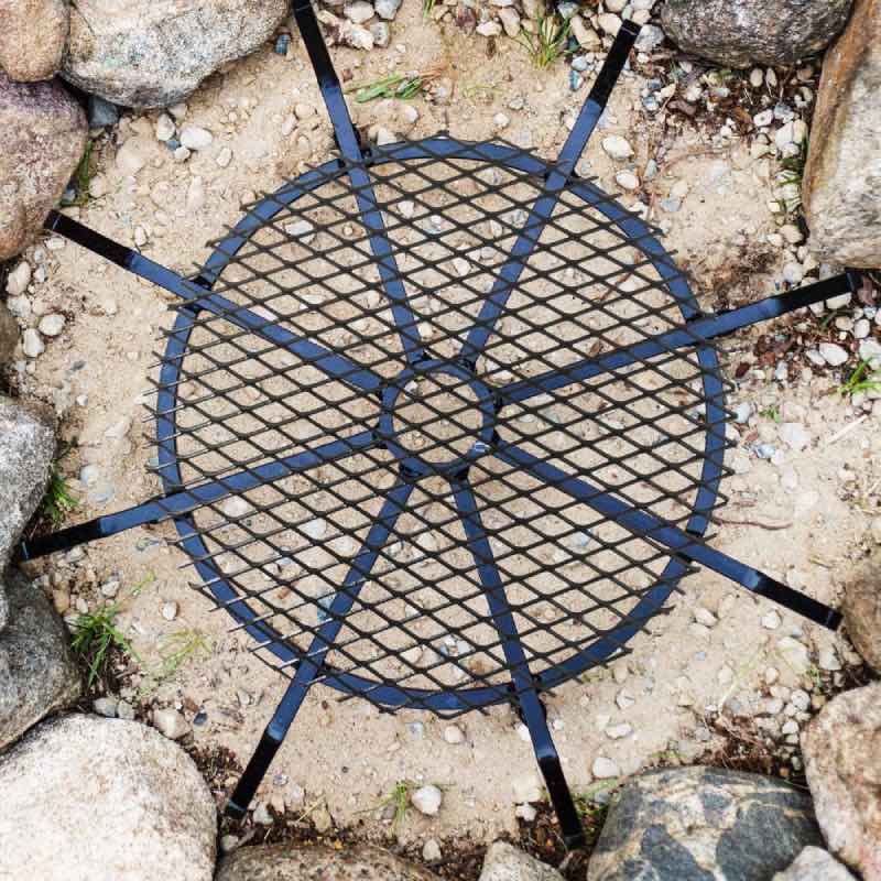 Universal Ember Catcher Placed over Wagon Wheel Fire Pit Grate