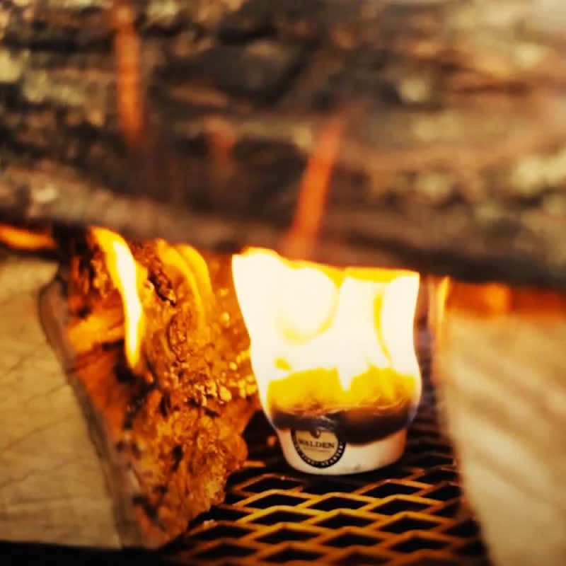 place one sure-fire starter on top of ember catcher to ignite firewood