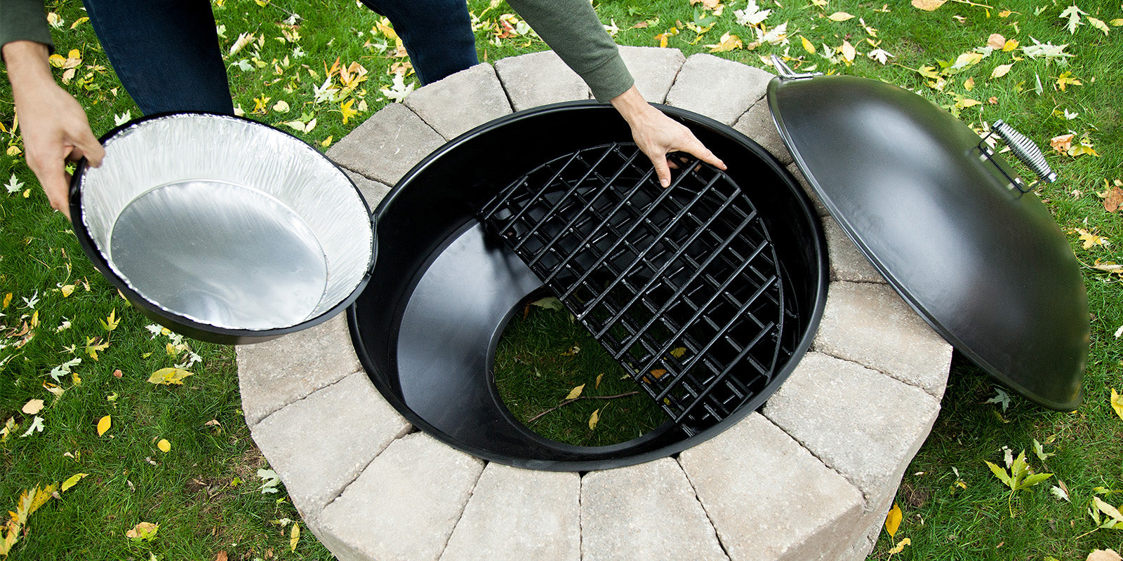 Cleaning a fire pit grill grate and ember catcher