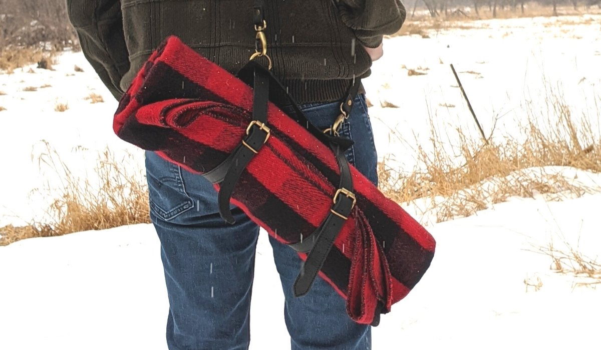 Fireside Wool Blanket with Leather Carrying Strap